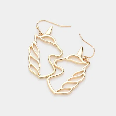 Fashnzfab Metal Unicorn Dangle Earrings In Gold