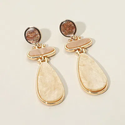 Fashnzfab Abstract Glittered Resin Dangle Earrings In Brown