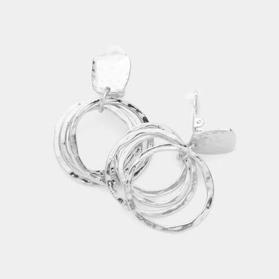 Fashnzfab Layered Metal Hoop Clip On Earrings In Silver