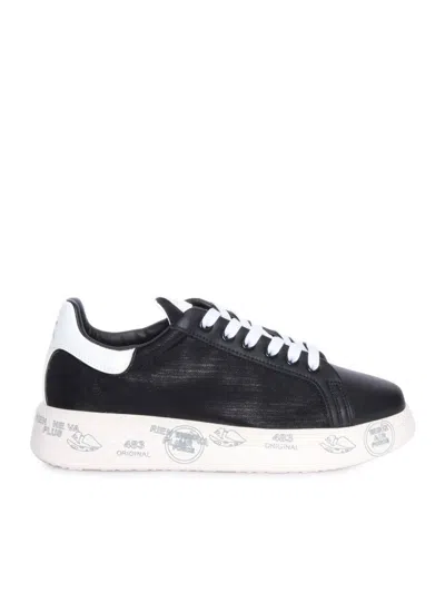 Premiata Black Sneakers With Contrasting White Accents In Black