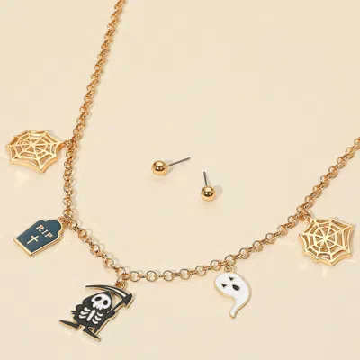 Fashnzfab Halloween Charm Station Necklace In Gold
