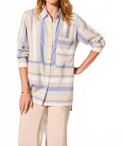 Tribal Long-sleeve Button-front Collared Blouse In Oasis In Multi