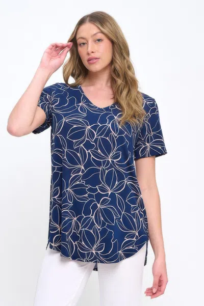 Truedames Hit V-neck Binding Top In Blue
