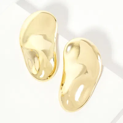Fashnzfab Gold Dipped Abstract Metal Plate Earrings In Gold