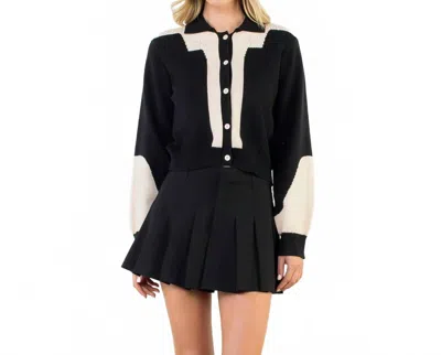 Thml Colorblock Button Front Knit Cardigan In Black In Black