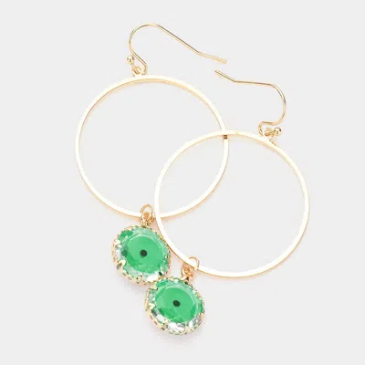 Fashnzfab Open Metal Circle Evil Eye Round Bead Link Dangle Earrings In Green