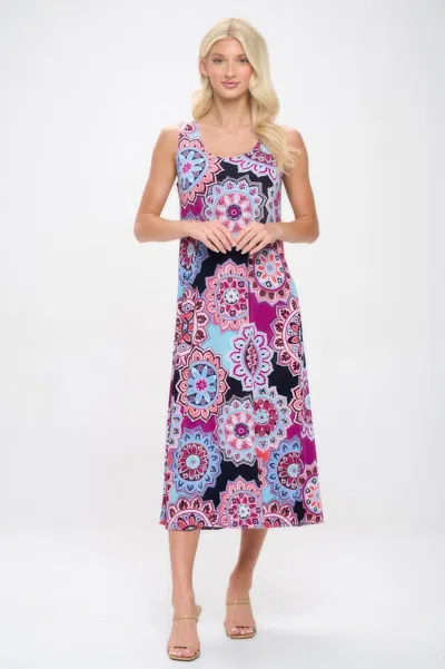 Truedames Print Bns Tank Long Dress In Multi