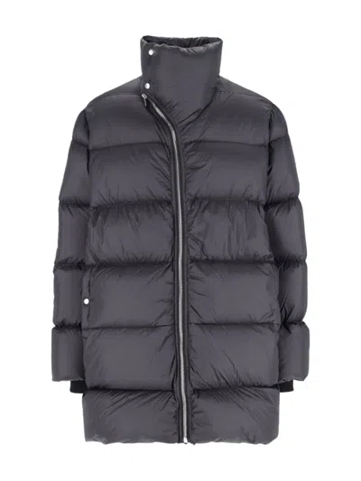 Rick Owens Black Turtle Coat Down Jacket In Multi