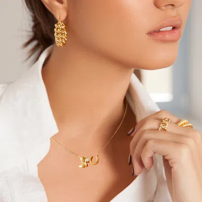 Fashnzfab Gold Dipped Western Boot Round Stone Horseshoe Pendant Necklace In Gold