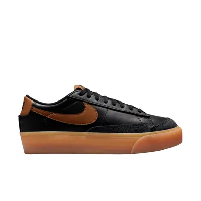 Nike Blazer Low Platform Black / Light Bristish Tan - White Dj0292-003 Women's In Black