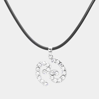 Fashnzfab Cancer - Stone Embellished Zodiac Pendant Necklace In Silver