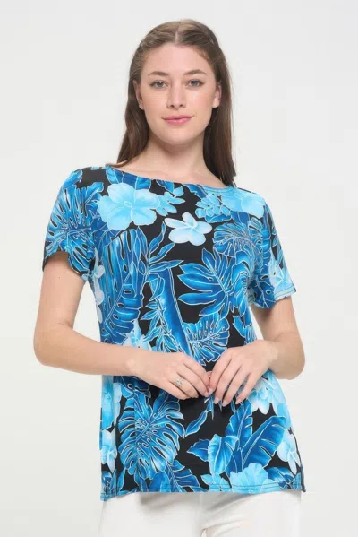 Truedames Hit Boat Nk Short Sl Top In Blue