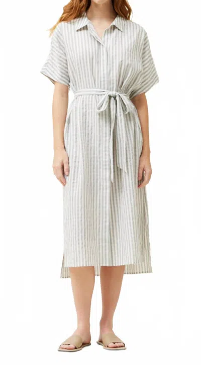 Grade & Gather Mel Button Down Shirt Dress In Mist Stripe In Multi