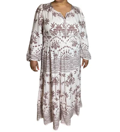 Easel Bree Maxi Block Print Dress In Multi In Brown