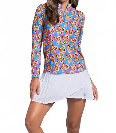 Ibkul Arya 1/4 Zip Top In Turquoise Multi In Multi