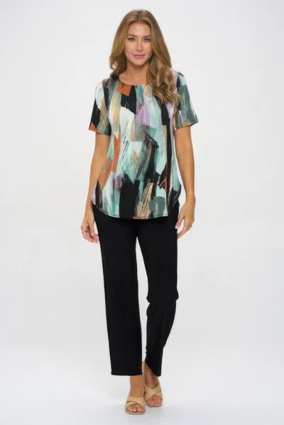 Truedames Bns Round Bottom Tunic Top In Multi