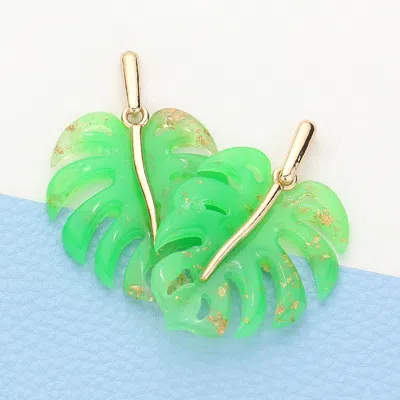 Fashnzfab Celluloid Acetate Tropical Leaf Dangle Earrings In Multi