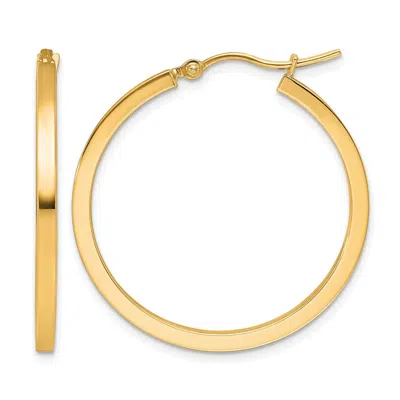 Diamond2deal 10k Yellow Gold 3mm Polished Square Shape Hoop Earrings In Brown
