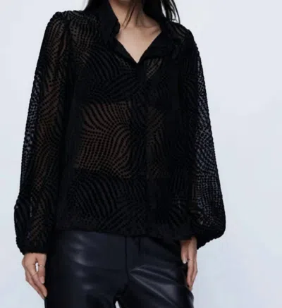 Wild Pony Dot Long Sleeve Blouse In Black In Black