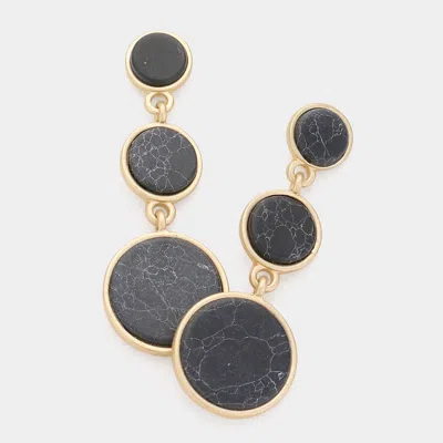 Fashnzfab Triple Black Howlite Link Dangle Earrings In Black