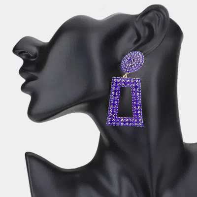 Fashnzfab Rhinestone Pave Open Rectangle Dangle Evening Earrings In Multi