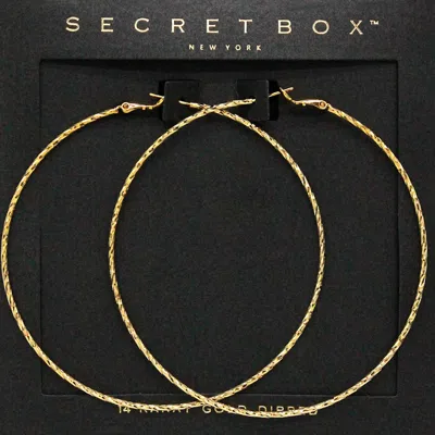 Fashnzfab Secret Box_14k Gold Dipped Textured Gold Dipped Hoop Earrings In Gold