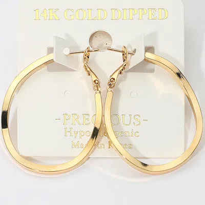 Fashnzfab 14k Gold Dipped Hypoallergenic Flat Oval Hoop Earrings In Gold