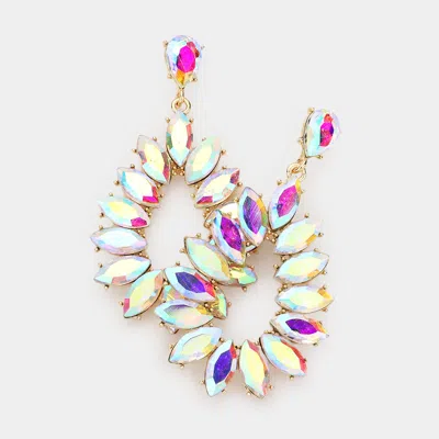 Fashnzfab Marquise Stone Cluster Open Teardrop Dangle Evening Earrings In Multi