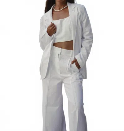 Handloom Pera Cotton Blazer In White In White