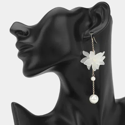 Fashnzfab Pearl Accent Chain Detail Floral Long Drop Earrings In Multi