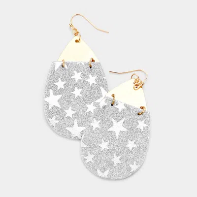 Fashnzfab Bling Glitter Star Pattern Accented Teardrop Earrings In Multi
