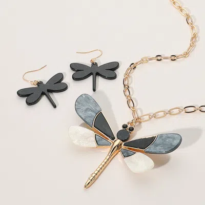 Fashnzfab Glittered Resin Dragonfly Pendant Necklace In Multi