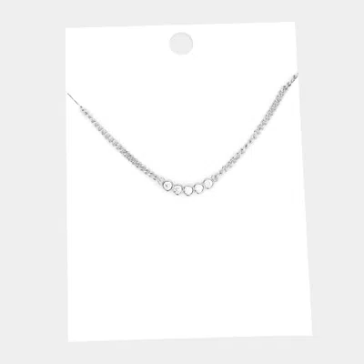 Fashnzfab Brass Metal Round Stone Pendant Necklace In Metallic