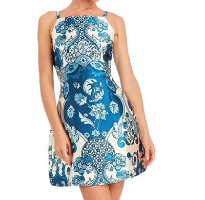 Mestiza New York Aniston Mini Dress In Jardin Bleu In Animal Print