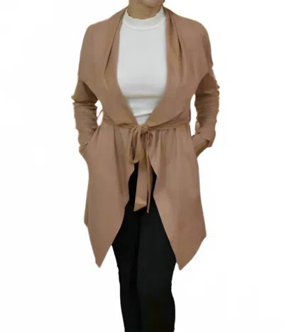 Hyfve Belted Suede Wrap Jacket In Camel In Animal Print