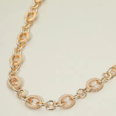 Fashnzfab Chunky Textured Link Chain Necklace In Gold