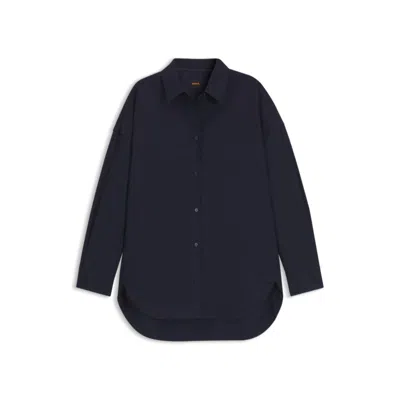 Hugo Boss Oversize-fit Blouse In Cotton Poplin In Multi