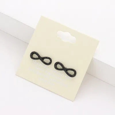 Fashnzfab Crystal Infinity Stud Earrings In Black