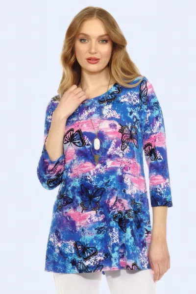 Truedames Bns Round Nk Band Tunic Top In Purple