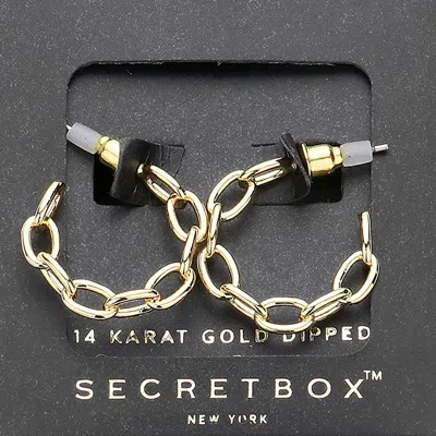 Fashnzfab Secret Box_14k Gold Dipped Chain Link Hoop Earrings In Gold