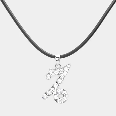 Fashnzfab Capricorn - Stone Embellished Zodiac Pendant Necklace In Gray