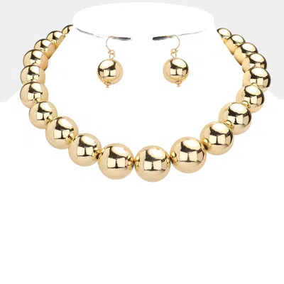 Fashnzfab Metal Ball Collar Necklace In Gold