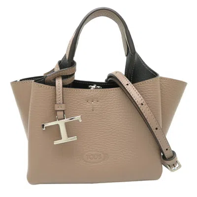 Pre-owned Tod's Leather Handbag () In Sand