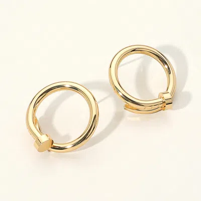 Fashnzfab Metal Round Nail Earrings In Gold