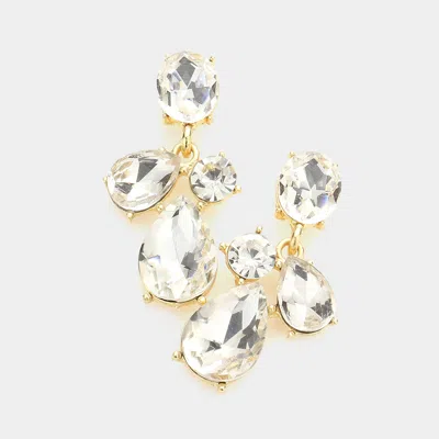 Fashnzfab Multi Stone Link Dangle Evening Earrings In Gold