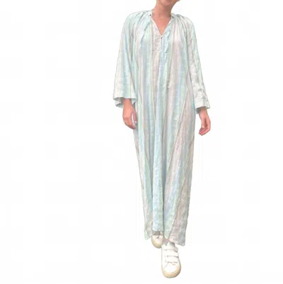 Claramonte Plissee Stripe Maxi Dress In Mint In Green