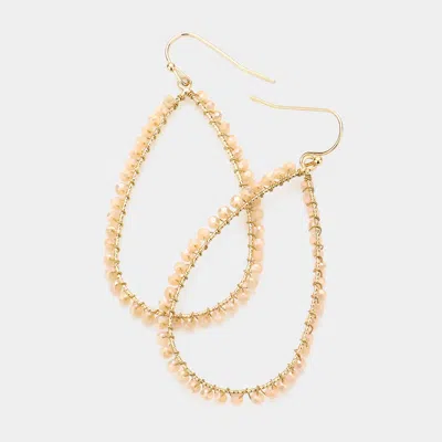 Fashnzfab Glass Bead Teardrop Hoop Earrings In Gold