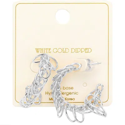 Fashnzfab White Gold Dipped Metal Ring Link Metal Hoop Earrings In Brown