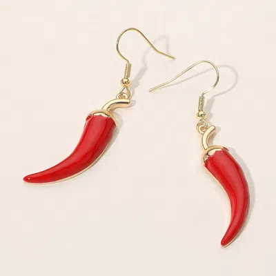 Fashnzfab Chili Pepper Dangle Earrings In Red
