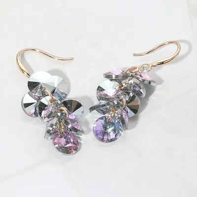 Fashnzfab Faceted Stone Cluster Dangle Earrings In Metallic